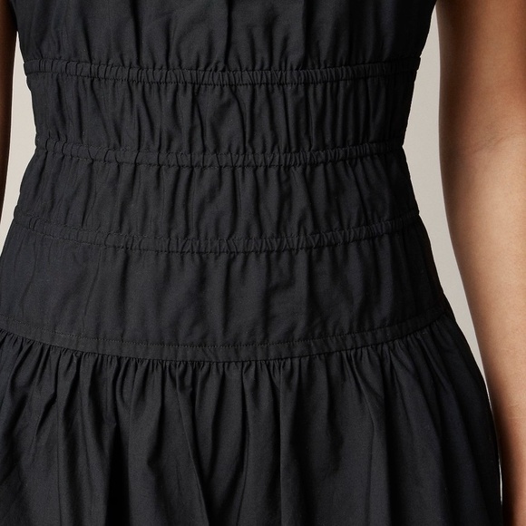NWT!! J. CREW Hyacinth Dress Smocked Cotton Poplin Black Midi Pockets Poplin XSP - Picture 5 of 16